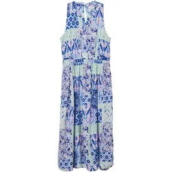 Midikleid S.OLIVER JUNIOR, Mädchen, Gr. 176, N-Gr, light blau aop, Obermaterial: 100% Viskose, bedruckt, casual, regular fit Midi, Rundhals, ohne Ärmel, Kleider, mit Rüschenkragen