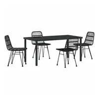 vidaXL Garten Essgruppe 5 pcs Schwarz Poly Rattan - Schwarz