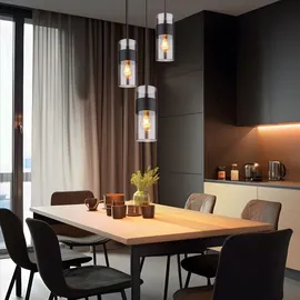 GLOBO Pendelleuchte Hängelampe Deckenleuchte Glas Rauchfarbe Esszimmerlampe 3-Flammig