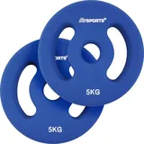 ScSPORTS® Neopren Hantelscheiben - Sets, 2x1, 2x2, 2x3, 2x4, 2x5 kg, Ø 31mm, Gusseisen, Mehrere Farben - Set, Gewichtsscheiben, Fitness Scheiben, Gewichte für Hantel, Langhantel (2 x 5 kg)