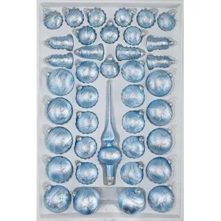 genetsy 39 TLG. Glas-Weihnachtskugeln Set in Ice Blau Silber Komet- Christbaumkugeln - Weihnachtsschmuck-Christbaumschmuck
