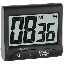 TFA Dostmann Digitaler Timer und Stoppuhr, Digitaler Küchentimer, Schwarz, 99 mi