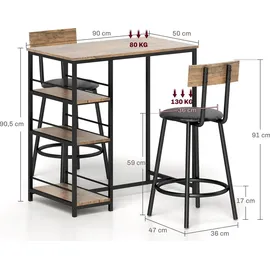 Homcom Bartisch Set, Stahl, MDF
