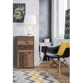 Forte Chest grau Betonoptik, old, wood Vintage B:40,3cm H:77,5cm T:29,6cm, Dekorfolie, FSC-zertifizierter Holzwerkstoff, Kunststoff, Metall, Sideboards, Kommode