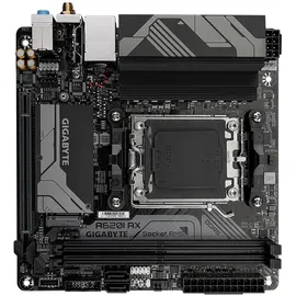 Gigabyte A620I AX Motherboard - Unterstützt AMD Ryzen 8000 CPUs, 5+2+1 Phasen, bis zu 6400MHz DDR5, Wi-Fi 6E, Sockel AM5