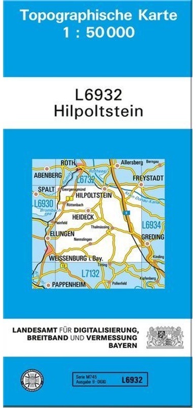 Topographische Karte Bayern / L6932 / Topographische Karte Bayern Hilpoltstein  Karte (im Sinne von Landkarte)