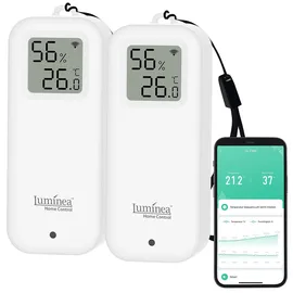 Luminea Home Control 2er-Set WLAN-Temperatur- und Luftfeuchtigkeitssensor mit Display, App