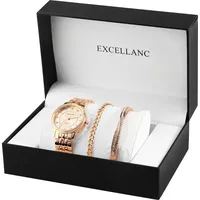 Excellanc Geschenkset Damen Uhr Gliederarmband Armreif Armband roségoldfarbig 1800218