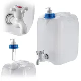 KADAX Wasserkanister mit Ablasshahn, Wasserbehälter mit Wasserauslauf, Kanister mit Integrierter Zapfhahn und Seifenspender, Camping Tank Reisekanister (10 Liter)