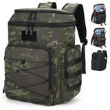 LuxusKollektion Kühltasche Kühlrucksack isoliert auslaufsicher erweiterbar 30L XL B-schwarz Camo bunt