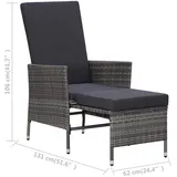 vidaXL Polyrattan Garten-Liegestuhl 63 x 131 x 106 cm grau inkl. Auflagen