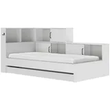 Gami MID.YOU Stauraumbett Weiß - Erwan viel Stauraum, Made in France, verschiedene Farben«, (B/H/T ca. 220cmx104x120cm), mit großer Schublade, viele Regale und Ablagefächer