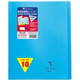 Clairefontaine 984402C - Packung mit 10 Heften Koverbook, DIN A4+, 24 x 32 cm, 24 Blatt, französische Lineatur, 90 g, Blau, 1 Pack