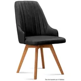 58 aufm Kessel Esszimmerstuhl Küchenstuhl (2er-Set) Domka 52x91x60 Eiche geölt/Anthrazit (Lieferung bis Verwendungsstelle, 6 St), Stabiles Gestell aus Massivholz pflegeleichter Bezug aus Microfaser grau