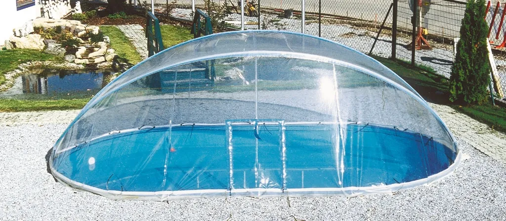 Poolverdeck KWAD "Cabrio Dome" Verdecke farblos (transparent) Poolplanen BxTxH: 300x490x165 cm