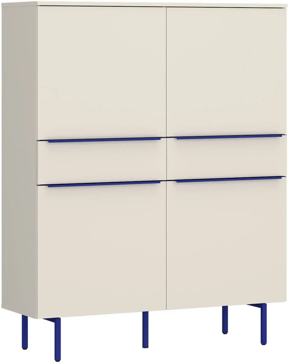 Hochkommode TOM TAILOR HOME, light taupe, B:110cm H:143cm T:42cm, Holzwerkstoff, Melamin, Spanplatte, Sideboards, Highboard, Breite 110 cm,4 Türen,2 Schubladen, viel Stauraum