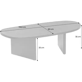 sweeek - Ovaler Couchtisch Mangoholz und Steinfunier