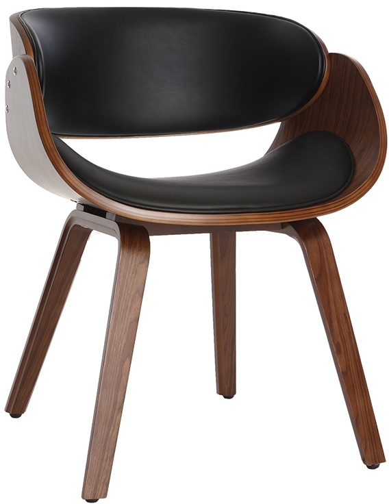 Design-Stuhl Schwarz und dunkles Holz Nussbaum BENT