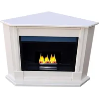 Ethanolkamin und Gelkamin Eckkamin Kamin Modell Moskau Royal Hochglanz Weiss - Weiß