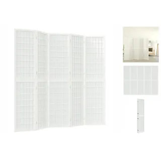vidaXL 5-tlg. Paravent Japanischer Stil Faltbar 200x170 cm Weiß