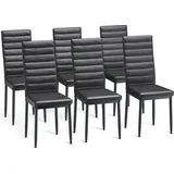 Bealife TB41C Esszimmerstühle mit Kunstleder, Küchenstuhl mit hoher Rückenlehne, Polsterstuhl mit Ergonomisches Design - 6er Set, Schwarz - Schwarz
