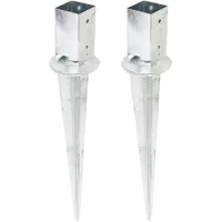 GAH Alberts Alberts 208004 Einschlag-Bodenhülse | für Vierkantholzpfosten, mit verstellbarem Topf | feuerverzinkt | 71 x 71 mm Gesamtlänge 750 mm | 2er Set