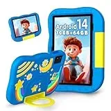 Rebecco Kinder Tablet 10 Zoll Android 14 Tablet für Kinder mit Octa-Core, 6000 mAh,10GB(4+6) RAM + 64GB ROM, WiFi, BT5.2, Kindersicherung, Vorinstallierte Kindersoftware Lerntablet für Kinder