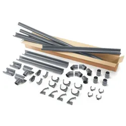 Inefa Dachrinnenset Grau in 6000 mm aus Kunststoff – robustes Entwässerungssystem für Dachflächen bis 50 qm – ideales Dachentwässerungssystem