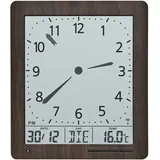 AMS Funkwanduhr F5893 (Quarzuhr,Datum,Wohnzimmer,Esszimmer,Küche,Arbeitszimmer,Büro, Flur) braun