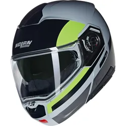 Nolan N90-3 06 Roboto N-Com Klapphelm, schwarz-grau-grün, Größe L für Männer