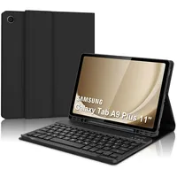 Samsung Tablet A9 Plus Hülle mit Tastatur, Tastatur Hülle für Samsung Galaxy Tab A9+ 2023 11 Zoll, Magnetisch Abnehmbarer Galaxy Tab A9 Plus Tastatur Hülle mit QWERTZ Layout Pencil Halter, Schwarz