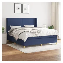 vidaXL Boxspringbett mit Matratze Blau 180x200 cm Stoff
