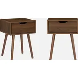 sweeek - 2er-Set Nachttisch mit nussfarbenem Holzdekor, 1 Schublade