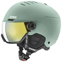 Uvex Wanted Visor Skihelm für Damen und Herren - mit Visier - optimierte Belüftung - Oxid Green matt - 58-61 cm