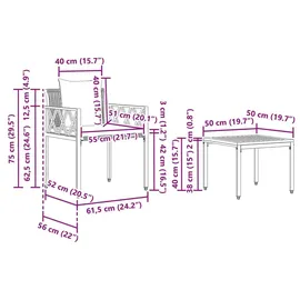 vidaXL Gartenmöbel-Set 3 Stk. Grau und Marineblau Poly-Rattan