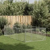 vidaXL Outdoor-Hundezwinger mit Tür 200 x 400 x 100 cm Stahl Silber