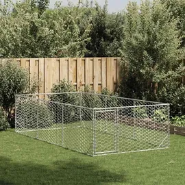 vidaXL Outdoor-Hundezwinger mit Tür 200 x 400 x 100 cm Stahl Silber