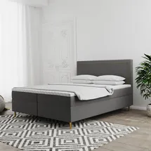 Fun Möbel Boxspringbett Schlafzimmerbett LUCIEN 180x200cm in Stoff Soro Grau - Grau