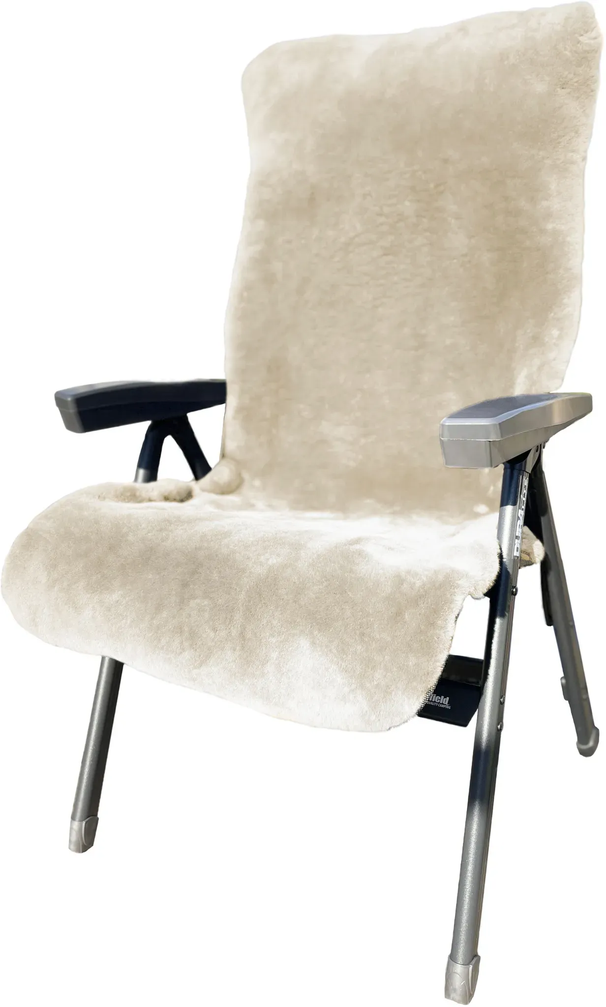 Überwurf HEITMANN FELLE "Lammfell-Auflage für Garten- und Campingstühle, Sitzauflage", beige, B:60cm L:130cm, Lammfell, Wohndecken, geschorenes Lammfell, warm & kuschelig, perfekt für Garten und Camping