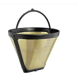 Cilio Gold Dauerfilter für Kaffee, Spezial gehärteter Filter 24 Karat vergoldet, absolut geschmacksneutral, Durchmesser: 10,5 cm