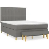 vidaXL Boxspringbett mit Matratze Dunkelgrau 140x200 cm Stoff