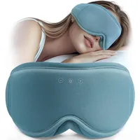 MUSICOZY Schlafmaske mit kopfhörer | 100% Schatten 3D Schlafkopfhörer Bluetooth Augenmaske aus Bio-Bambus-Baumwolle für Reisen,erholsamen| Bluetooth 5.4 Schlaf Kopfhörer (Hellblau)