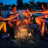 Outsunny Feuerschale Modern, rechteckig, Feuerkorb, Feuerstelle für Garten, Camping, BBQ, Metall B/H/L: ca. 45x43x45 cm - schwarz