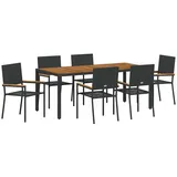 vidaXL - Garten Essgruppe 7 Pcs Schwarz 190 X 90 X 75 Cm Poly-rattan