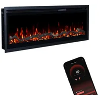 GLOW FIRE Elektrokamin Wandkamin Core, 3D Feuer und Heizung (Thermostat, bis 1800 W), Elektrischer Stand-, Wand- oder Einbaukamin mit APP Steuerung, LED