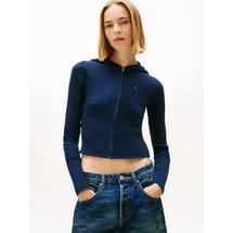 Tommy Hilfiger Strickjacke TOMMY JEANS "TJW ESSENTIAL ZIPPER HOOD CARDI", Damen, Gr.