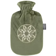 Fashy Wärmflasche, 2,0 L, thermoplatisches Material, Polyesterbezug, grün