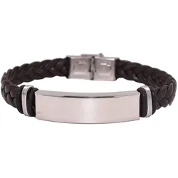 Lederarmband FIRETTI "Schmuck Geschenk Armschmuck ID-Armband- Optik", braun (edelstahlfarben, braun, schwarz), Armbänder, Herren, Edelstahl-Leder-Kautschuk, Edelstahl, Leder, Kautschuk, Made in Germany