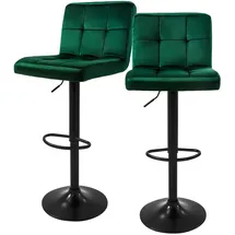 ML-Design Barhocker 2Er Set aus Samt Grün Gepolsterter Barstuhl mit Rückenlehne