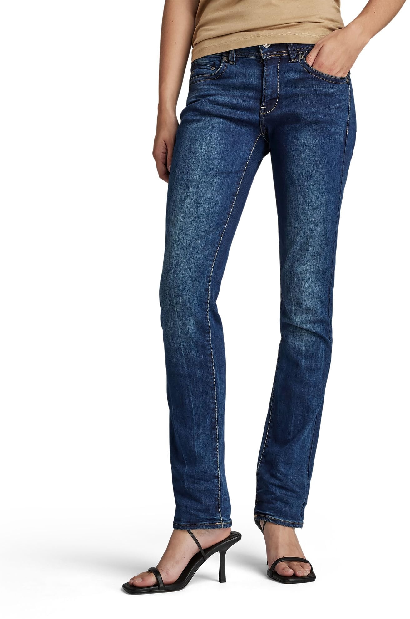 G-STAR RAW Damen Midge Saddle Straight Jeans, Blau (dk aged D02153-6553-89), 25W / 32L